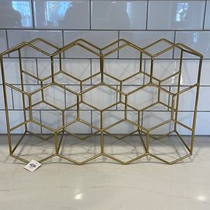 NWT Crate&Barrel 11 Bottle Gold Wine Rack